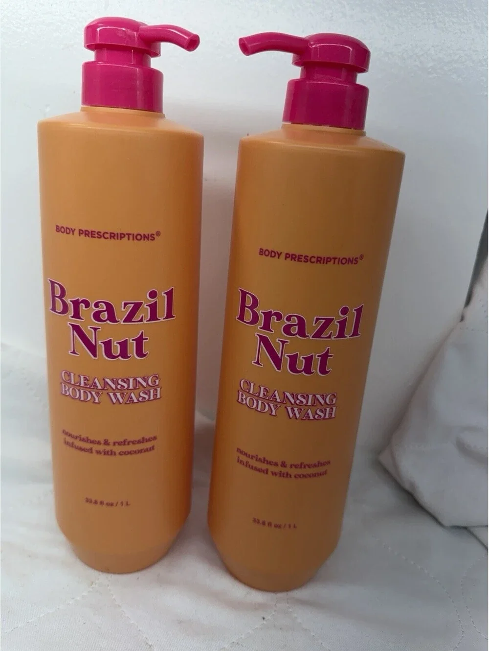 2 Pack Body Prescriptions Brazil Nut Cleansing Body Wash 33.8oz + Spa Gift Set